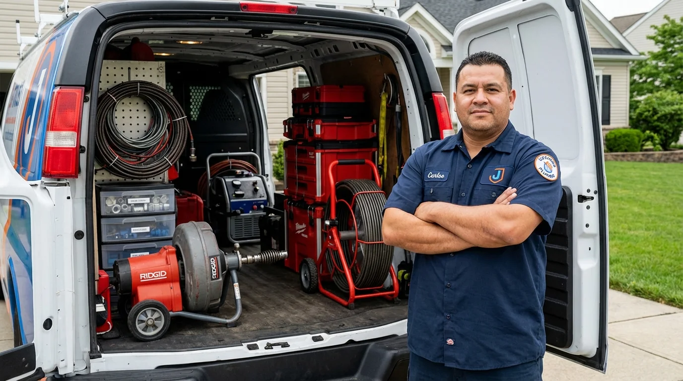 Professional drain cleaning equipment and Johns Plumbing LLC plumber in Keyes