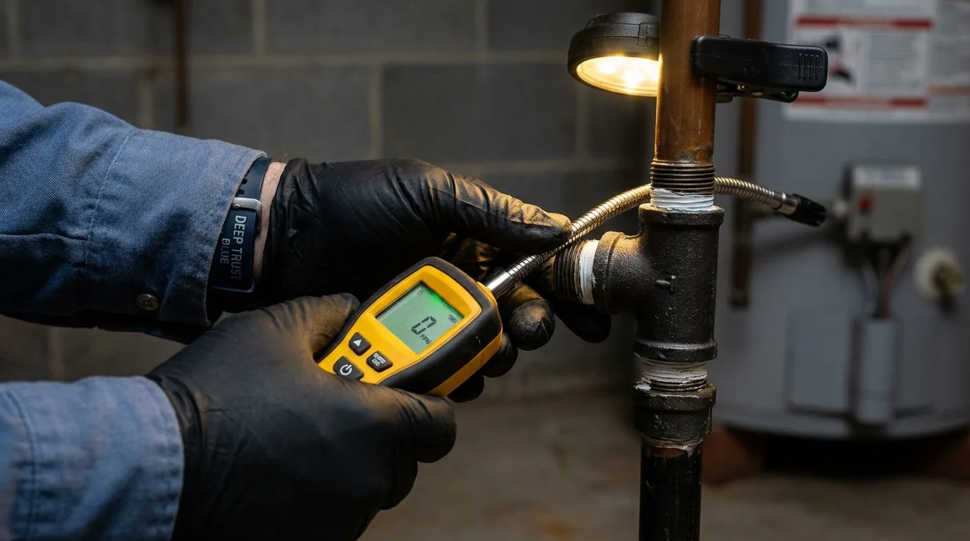 Gas leak detection with electronic sniffer by Johns Plumbing LLC in Keyes