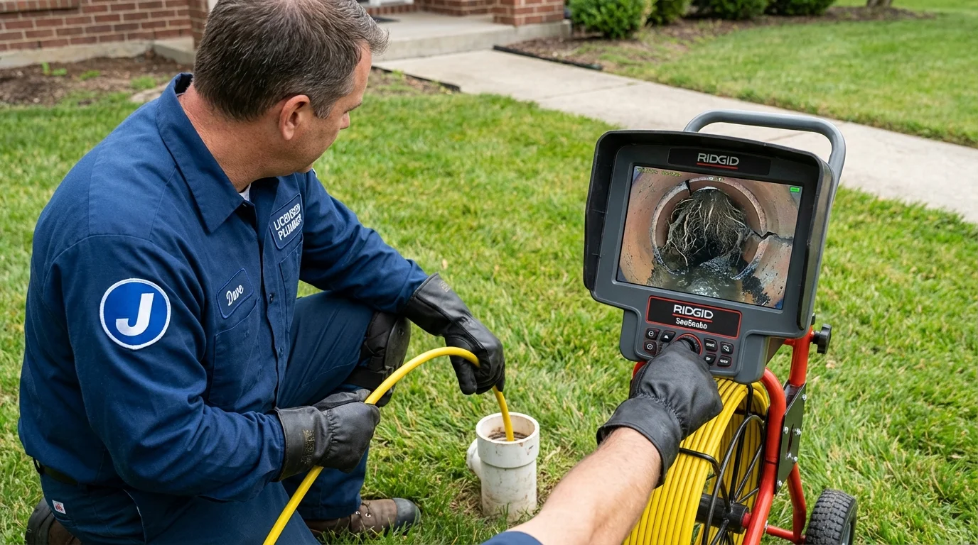 Sewer camera inspection being performed by Johns Plumbing LLC in Keyes