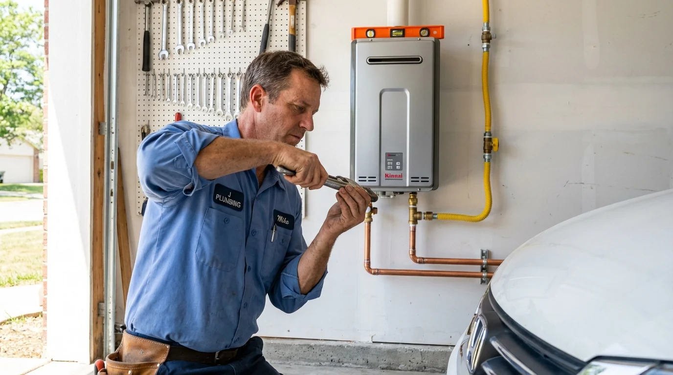 Tankless water heater installation by a Johns Plumbing LLC plumber in Keyes
